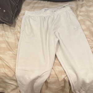 Nike Kids White Fleece Joggers with Embroidered Logo